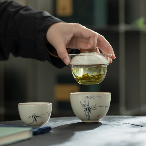 Unique gaiwan tea set with case