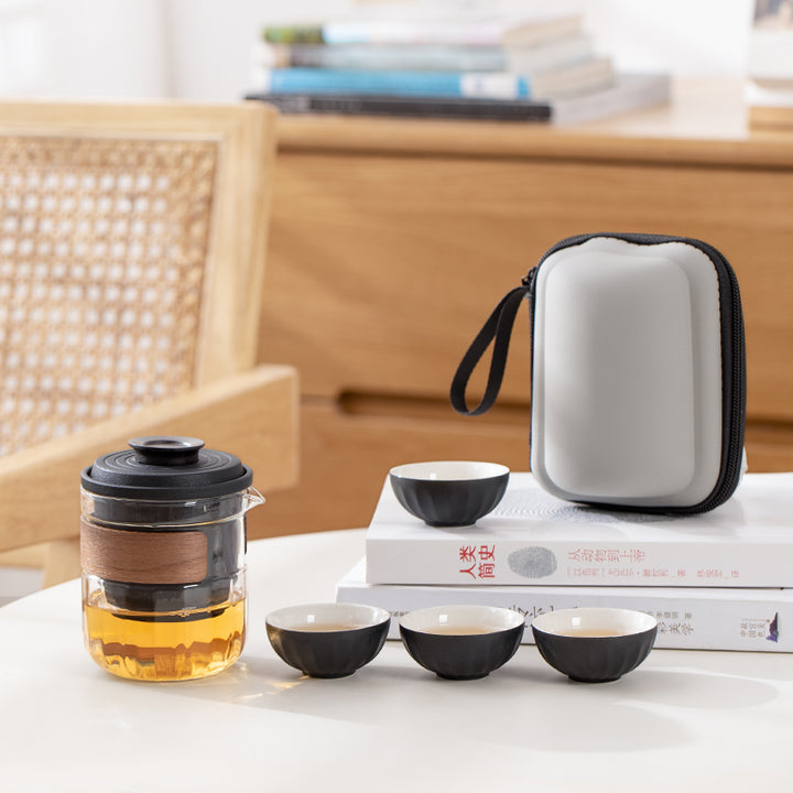 gong fu cha style brewing tea set | glass teapot set with cups