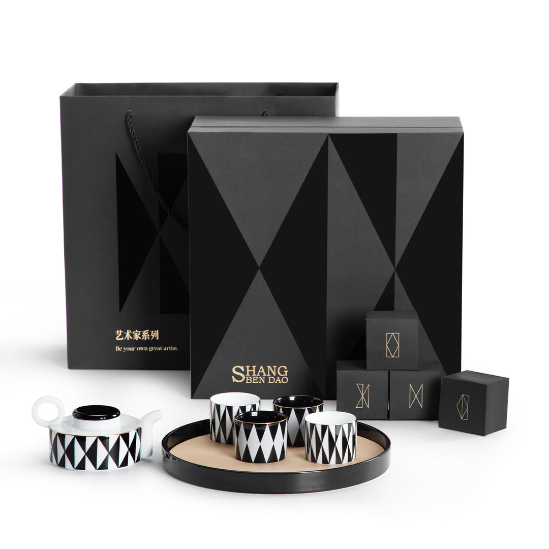 Blank moments - Modern Tea set with tray