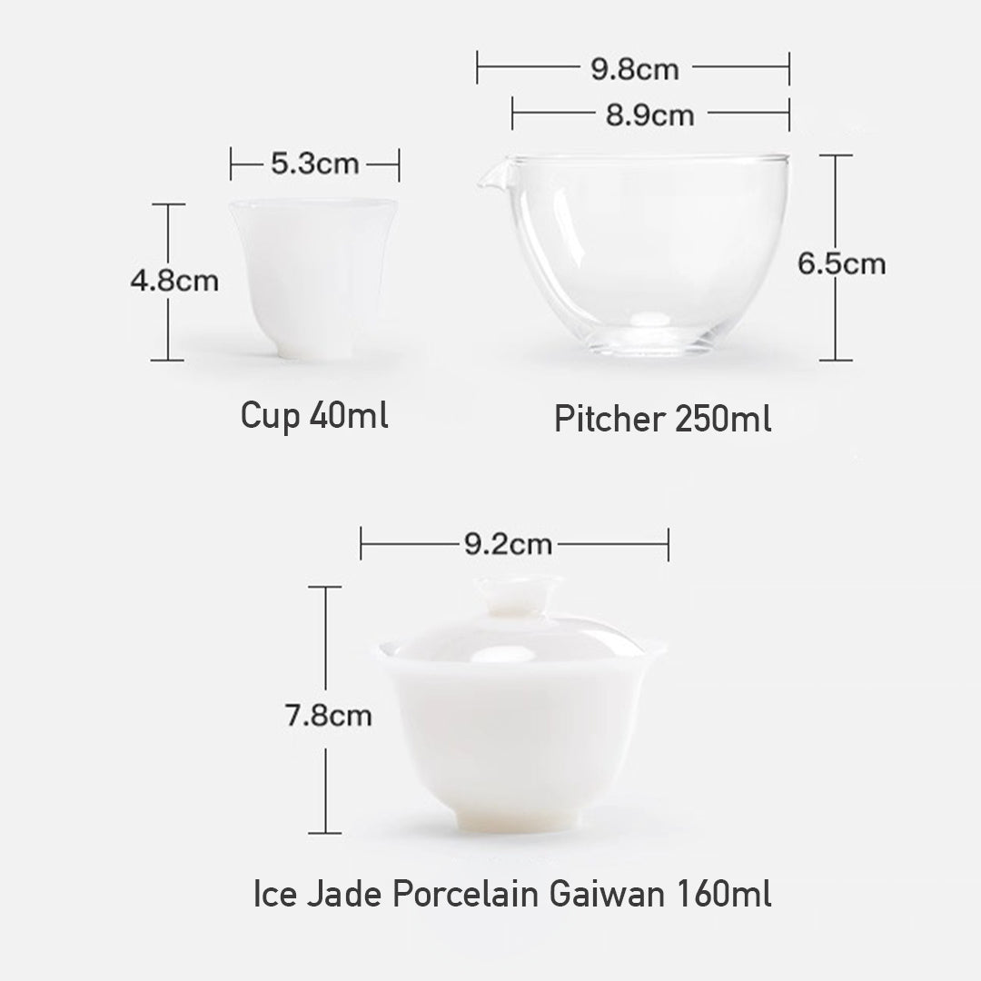 Alkiad  - White jade gaiwan tea set for two