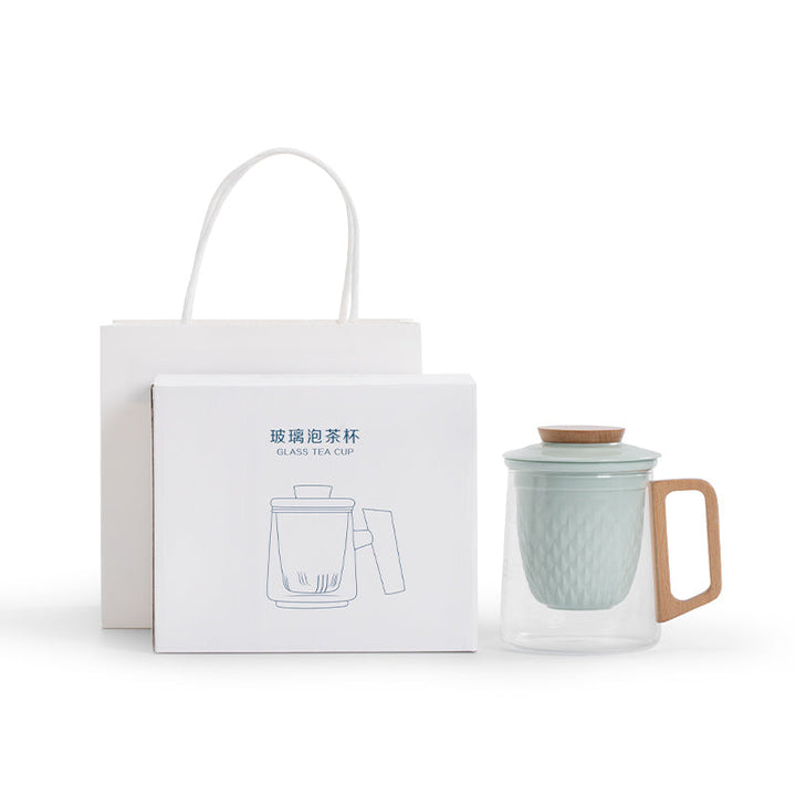 Feat - Personalized cozy glass tea mug set