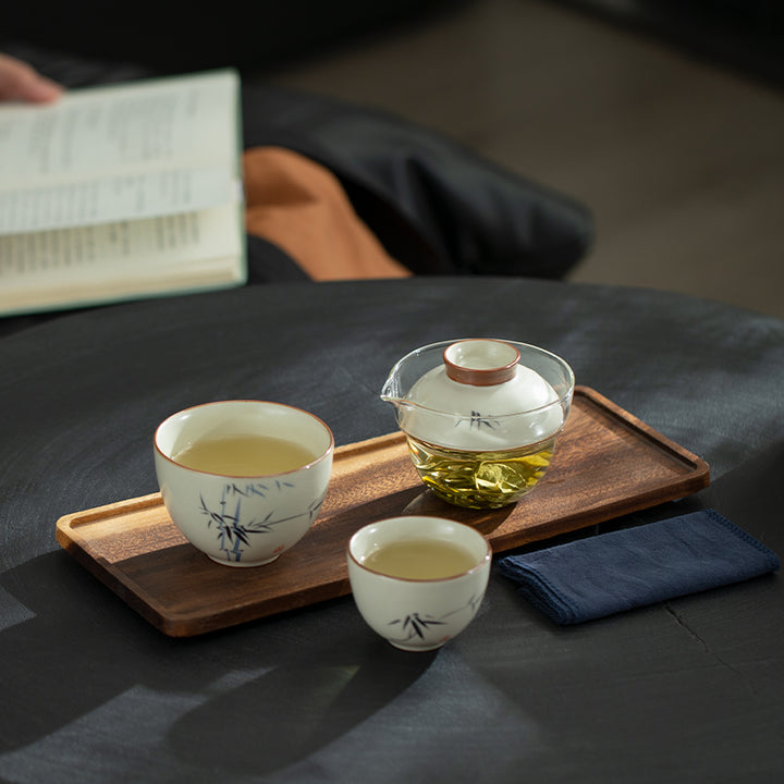 Shadows of Bamboo in Ink - Vintage Ru ware tea set