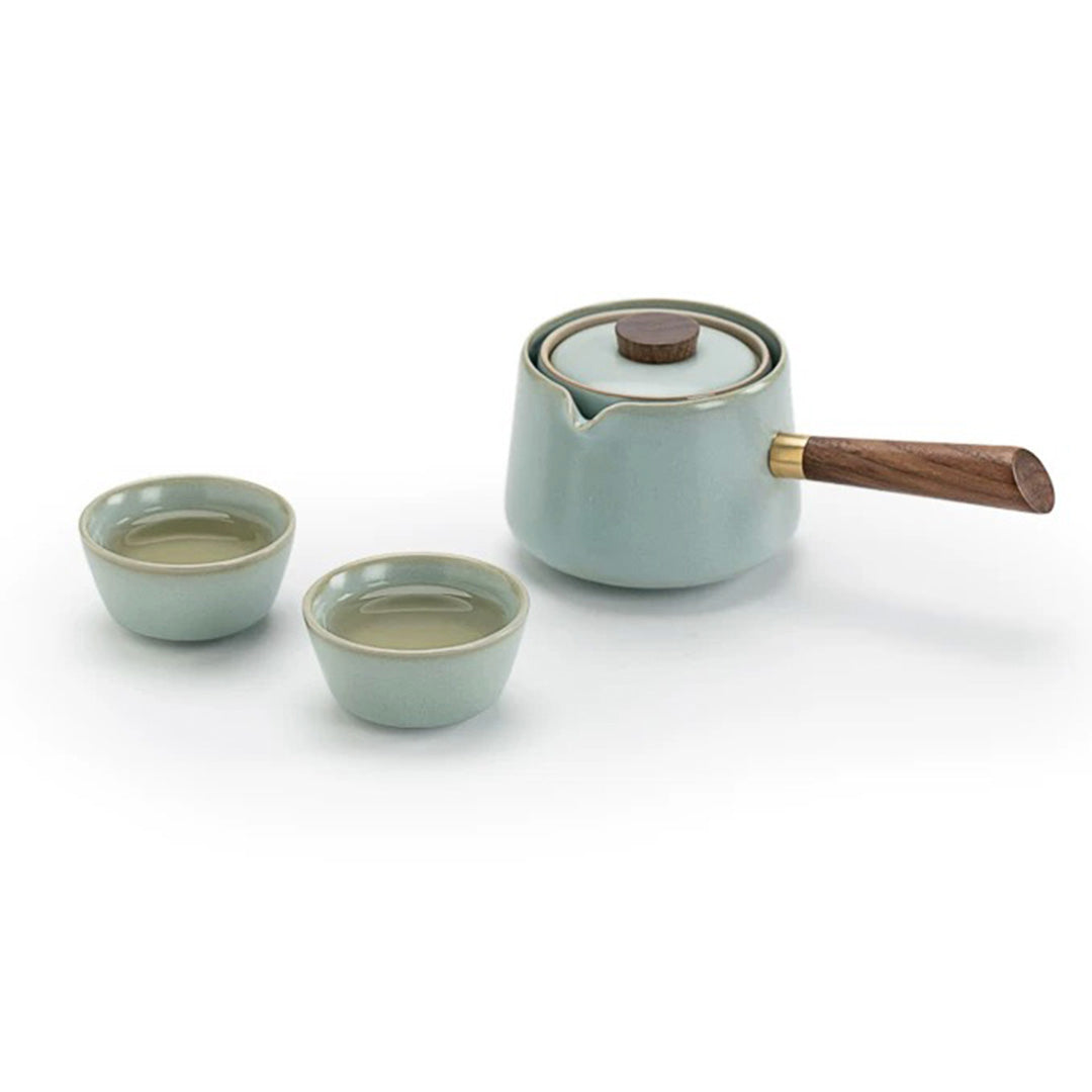 1 teapot 2 cups set blue
