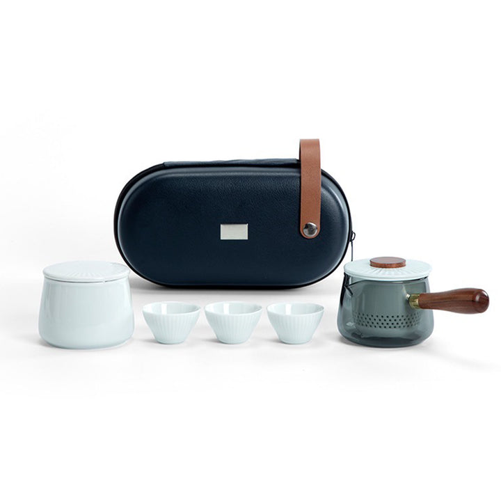 custom name teapot with side handle and travel case | tea set for two