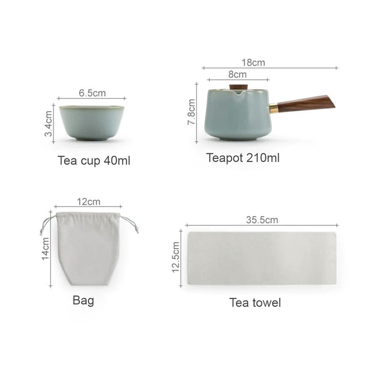 210ml teapot with side handle and cups