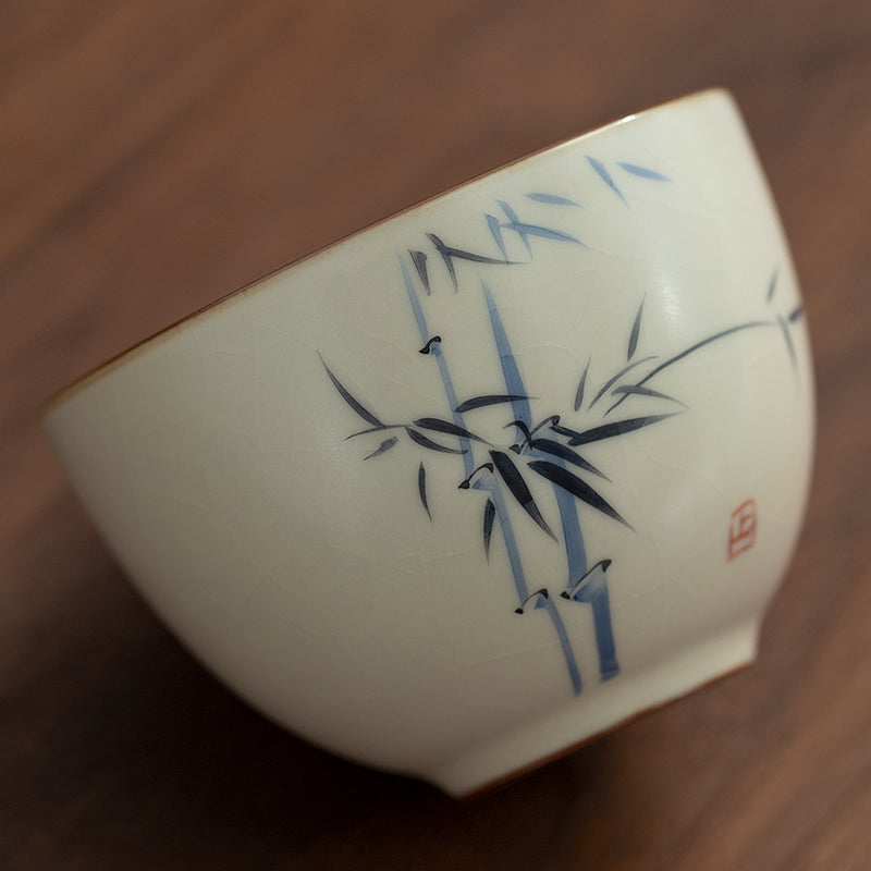 Shadows of Bamboo in Ink - Vintage Ru ware tea set