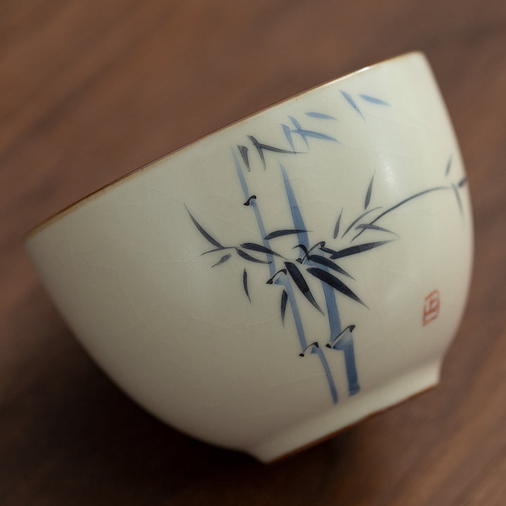 Shadows of Bamboo in Ink - Vintage Ru ware tea set