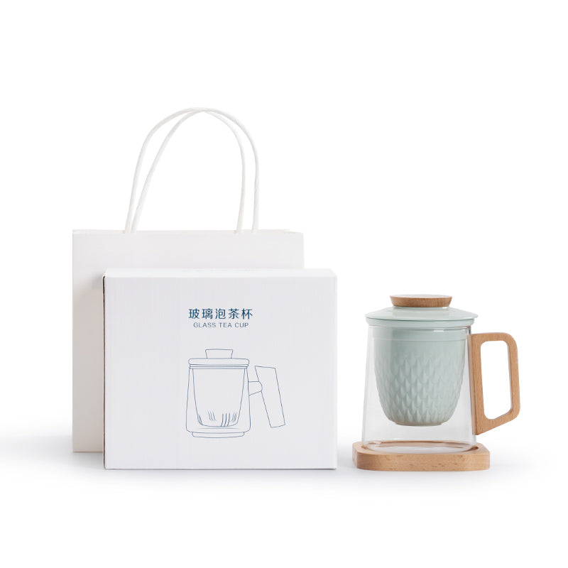 Feat - Personalized cozy glass tea mug set