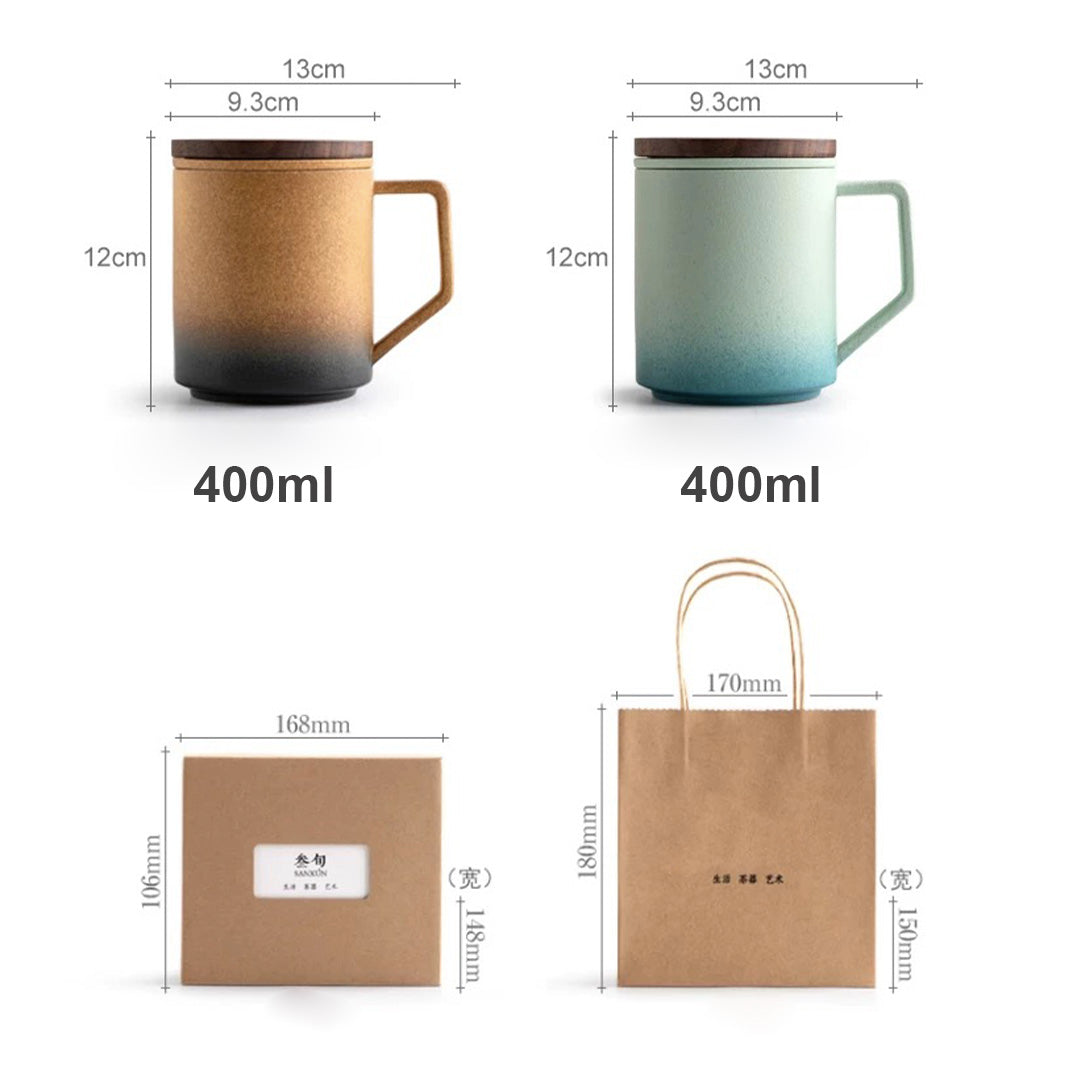 Emotion - Ceramic tea mug with infuser and lid