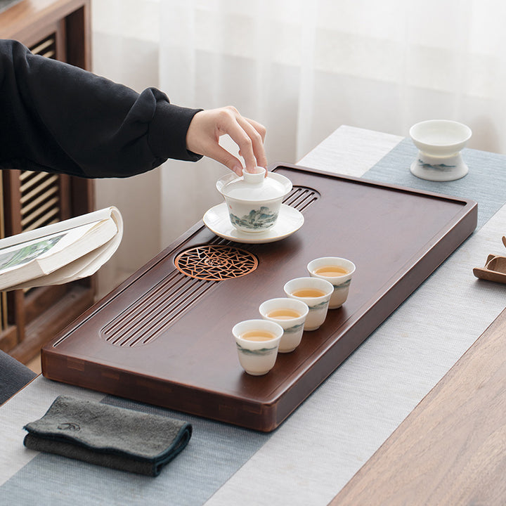 Just right - Bamboo tea tray with drainage