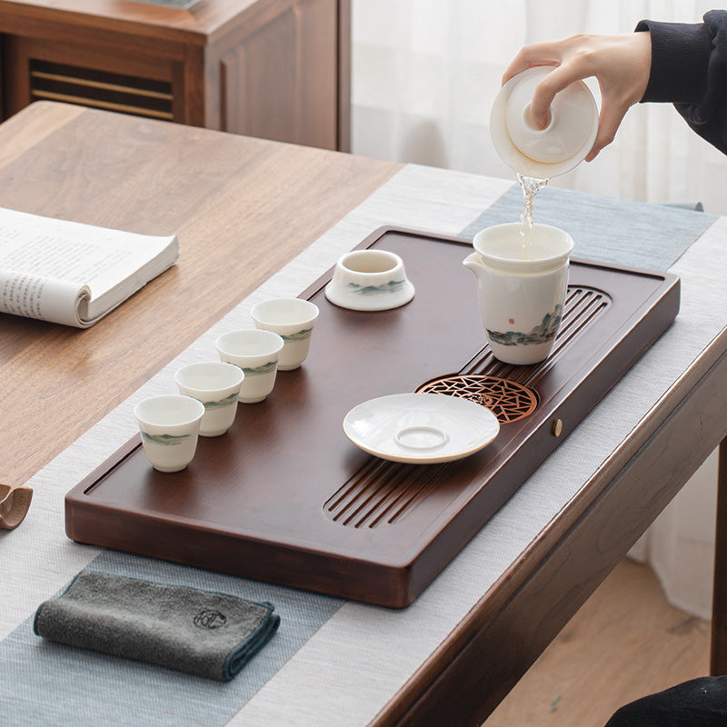Just right - Bamboo tea tray with drainage