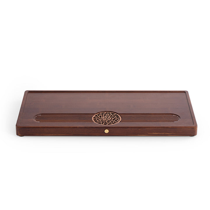 large size bamboo tea serving tray with water storage