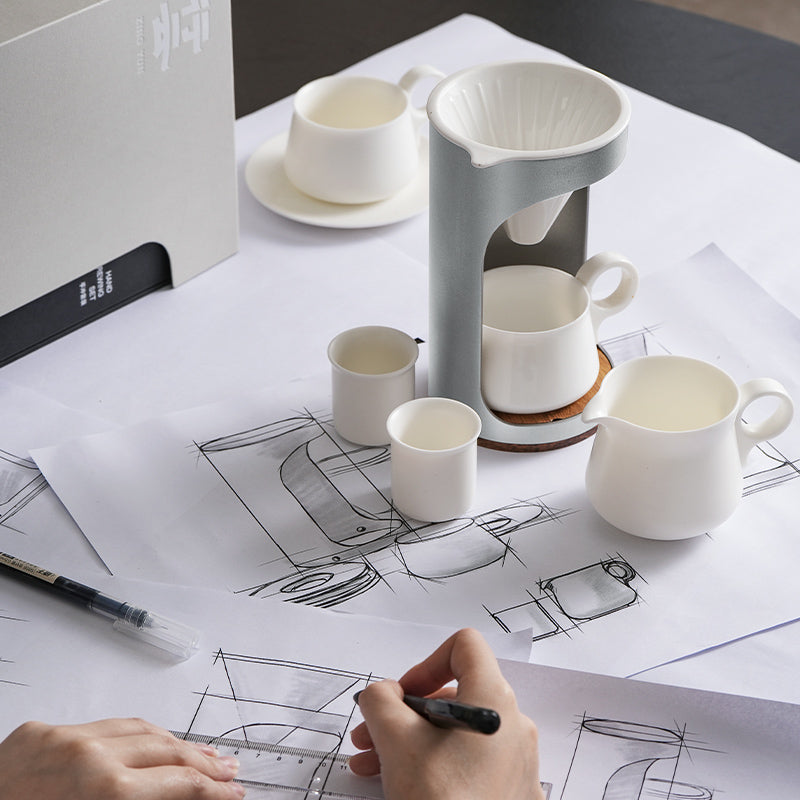 Pour over drip coffee & tea maker set | Automatic teapot with cups set