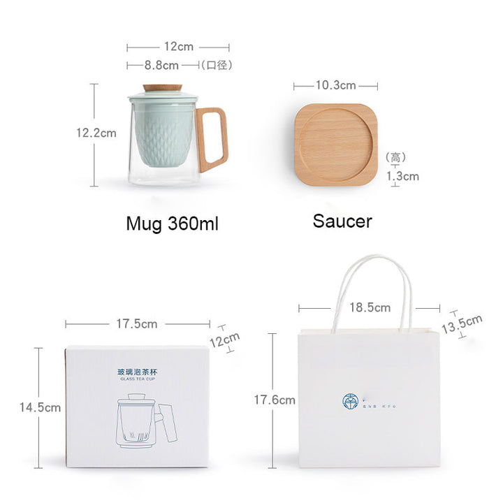 Feat - Personalized cozy glass tea mug set