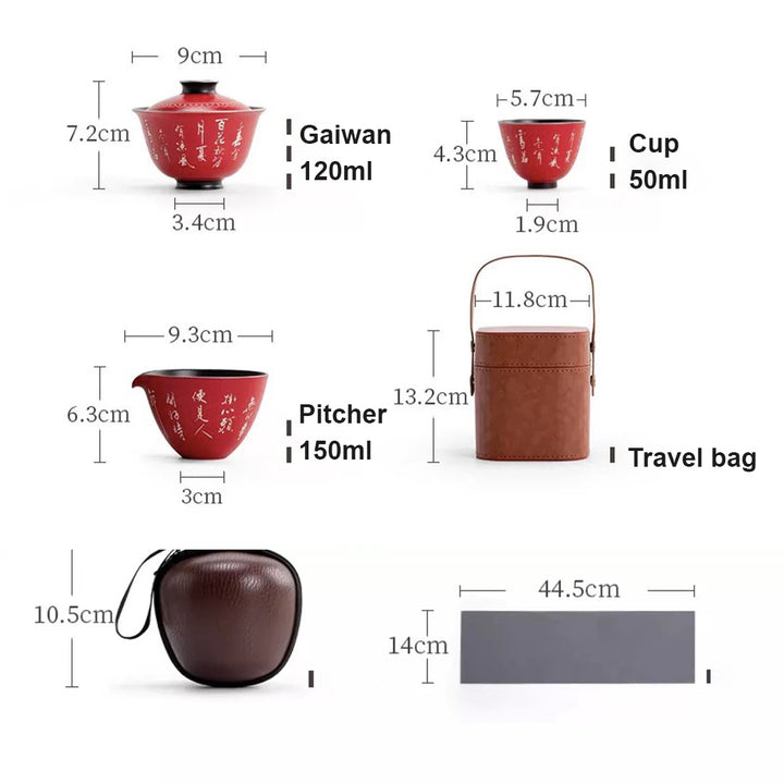 At Peace - Red Gaiwan travel tea set