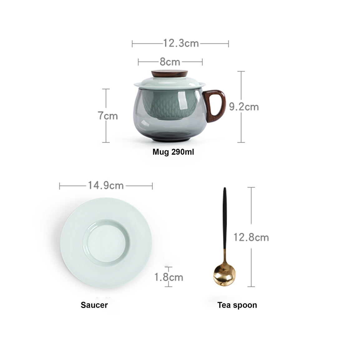 Daily Escape -  glass mug with infuser and saucer