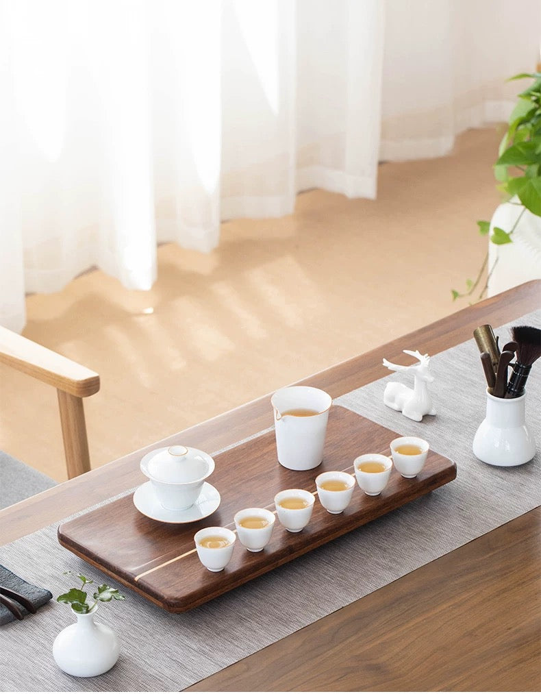 Horizon - Personalized heavy Bamboo tea serving tray with drain