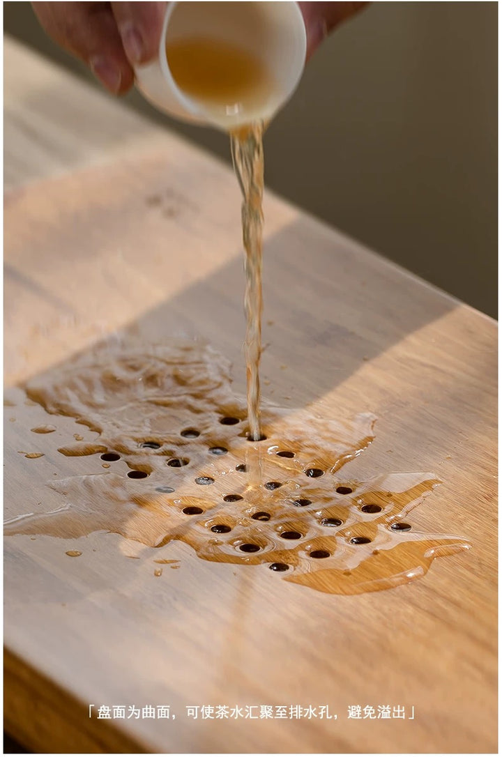 Empty - Natural Bamboo  tea tray with drainage - Teaware Space