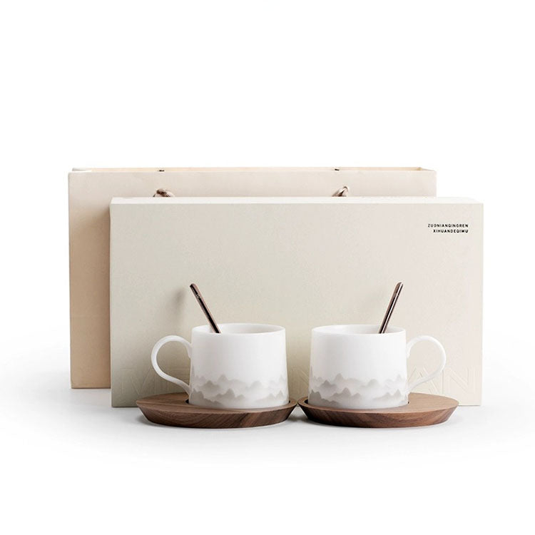 Personalized ice jade porcelain coffee cup with saucer | Mr and Mrs mug set | Gift for couple - Teaware Space