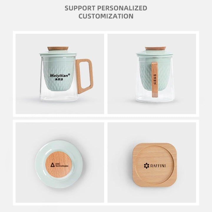 Feat - Personalized cozy glass tea mug set