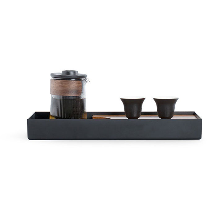 Spot and line - Minimal bamboo tea serving tray
