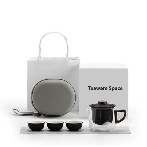 All-in-one travel tea set for two | 1 teapot 3 cups and 1 case | gift for tea lovers