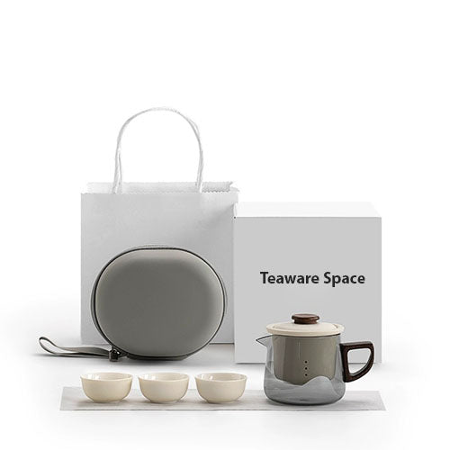 All-in-one travel tea set for two | 1 teapot 3 cups and 1 case | gift for tea lovers