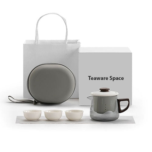 All-in-one travel tea set for two | 1 teapot 3 cups and 1 case | gift for tea lovers