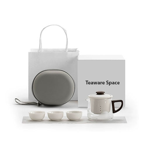 All-in-one travel tea set for two | 1 teapot 3 cups and 1 case | gift for tea lovers
