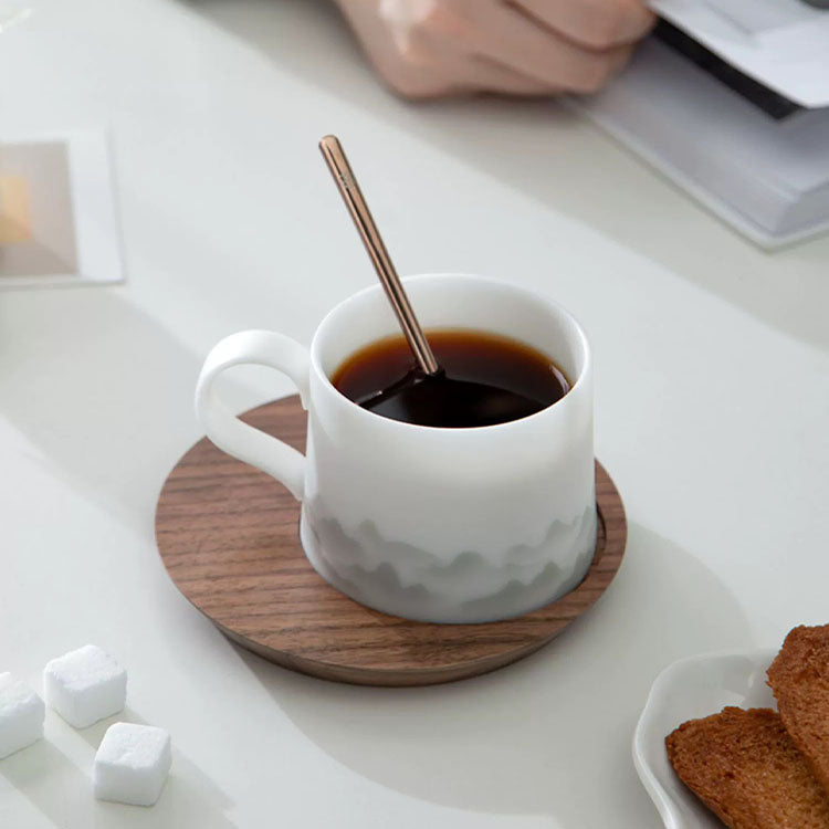 Personalized ice jade porcelain coffee cup with saucer | Mr and Mrs mug set | Gift for couple - Teaware Space