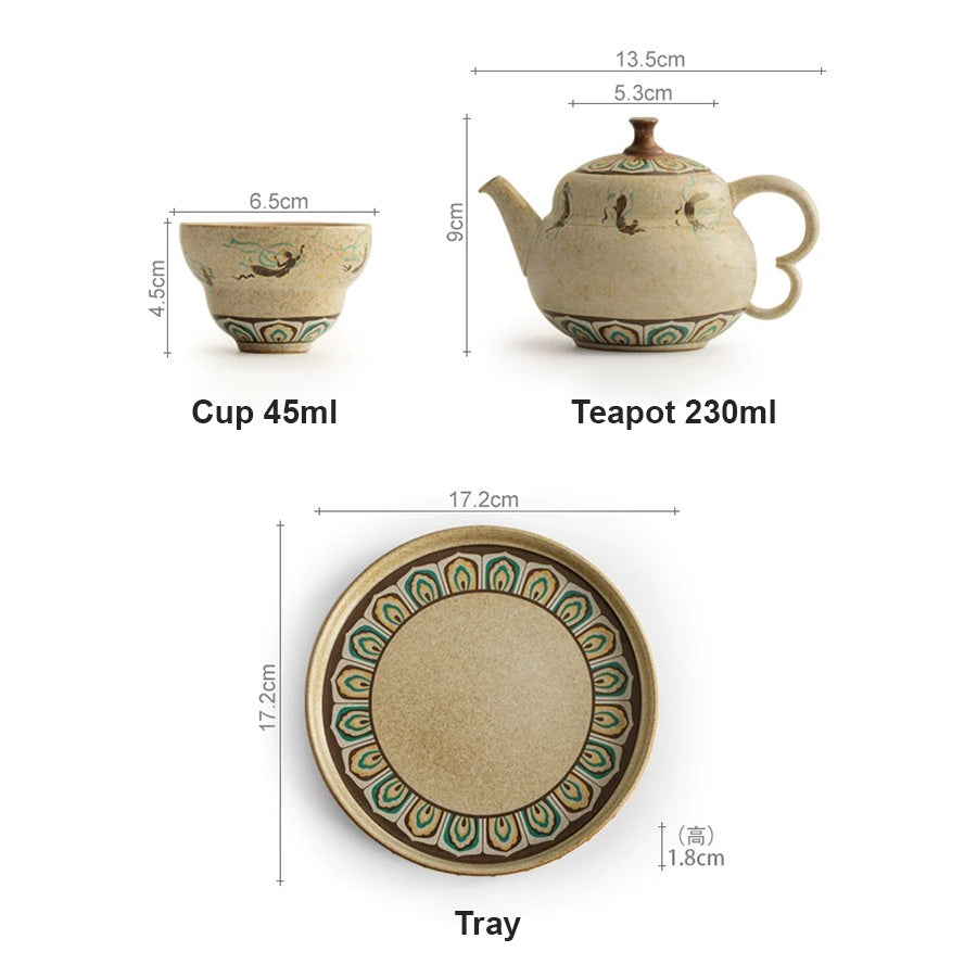 Mogao Grottoes - Vintage teapot with cups set