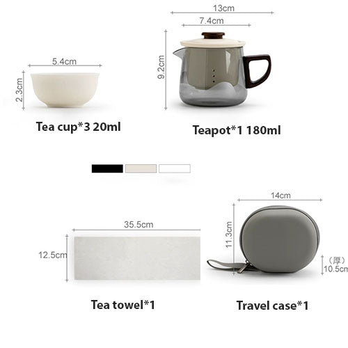 All-in-one travel tea set for two | 1 teapot 3 cups and 1 case | gift for tea lovers