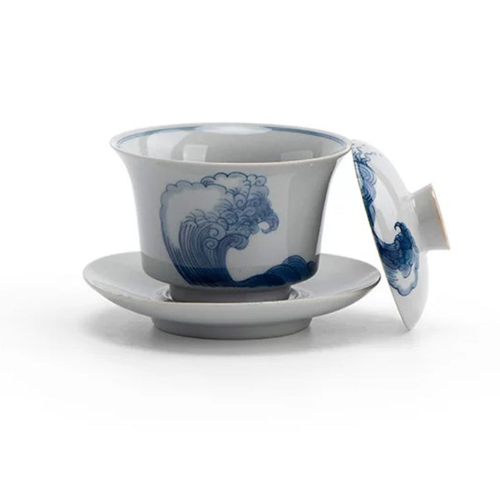 Blue ocean - Hand-painted Chinese Gaiwan tea set