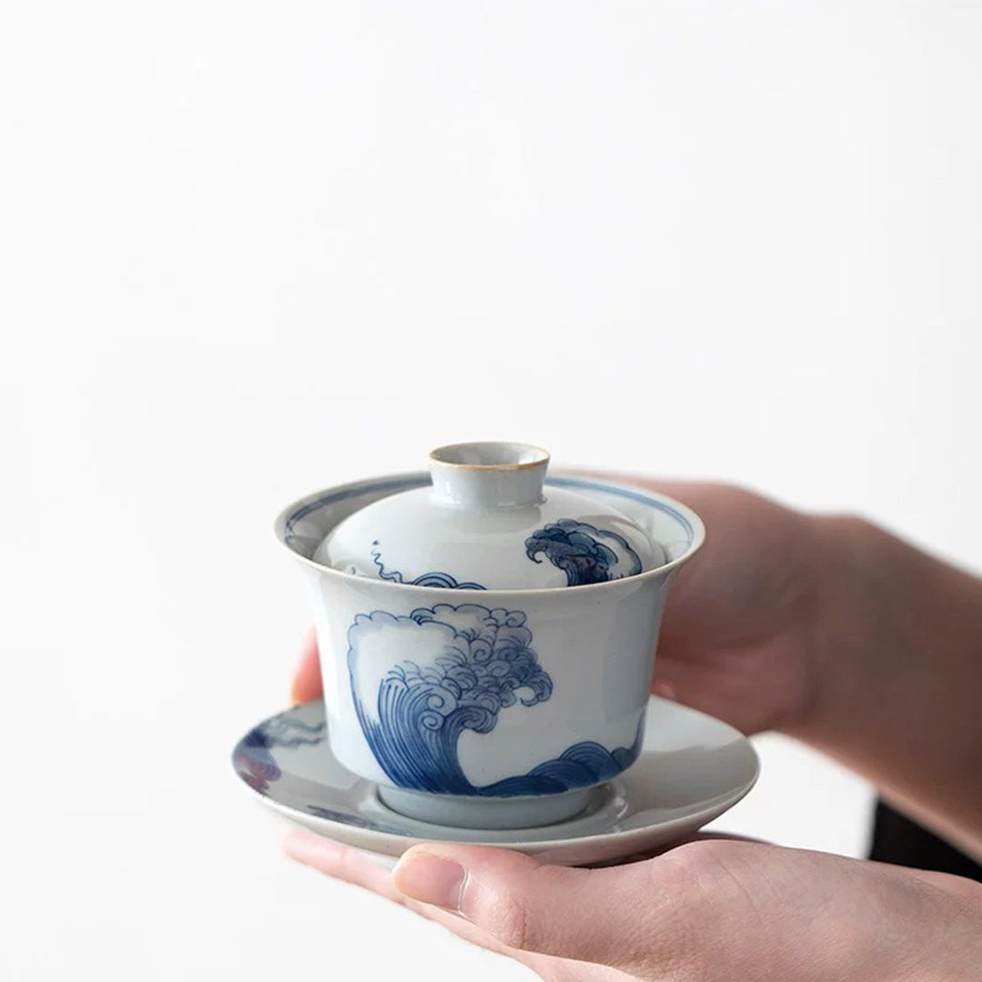 Blue ocean - Hand-painted Chinese Gaiwan tea set