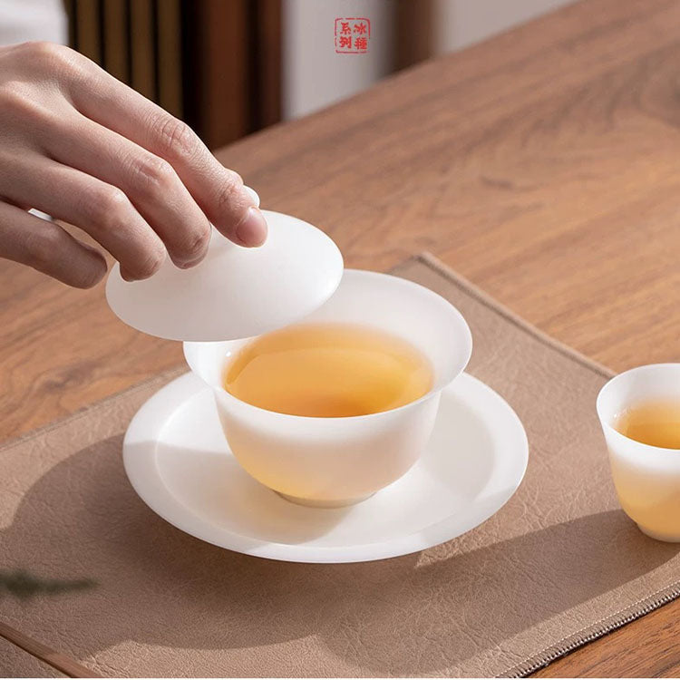 Balance - Luxury ice jade porcelain Sancai Gaiwan tea set