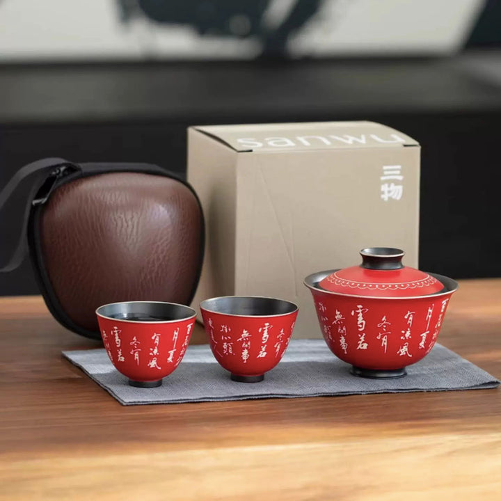 At Peace - Red Gaiwan travel tea set