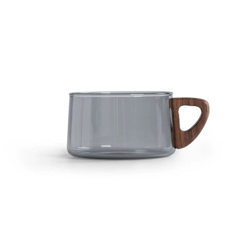 12 oz tea cup with wooden holder
