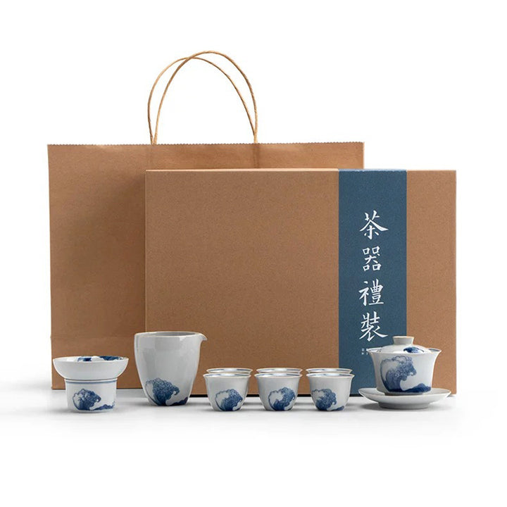 Blue ocean - Hand-painted Chinese Gaiwan tea set