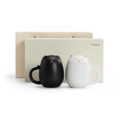 Multi-option Personalized Cute Cat Tea Cup with Filter for Steeping Loose Leaf | mug with lid | Gift for cat lovers - Teaware Space