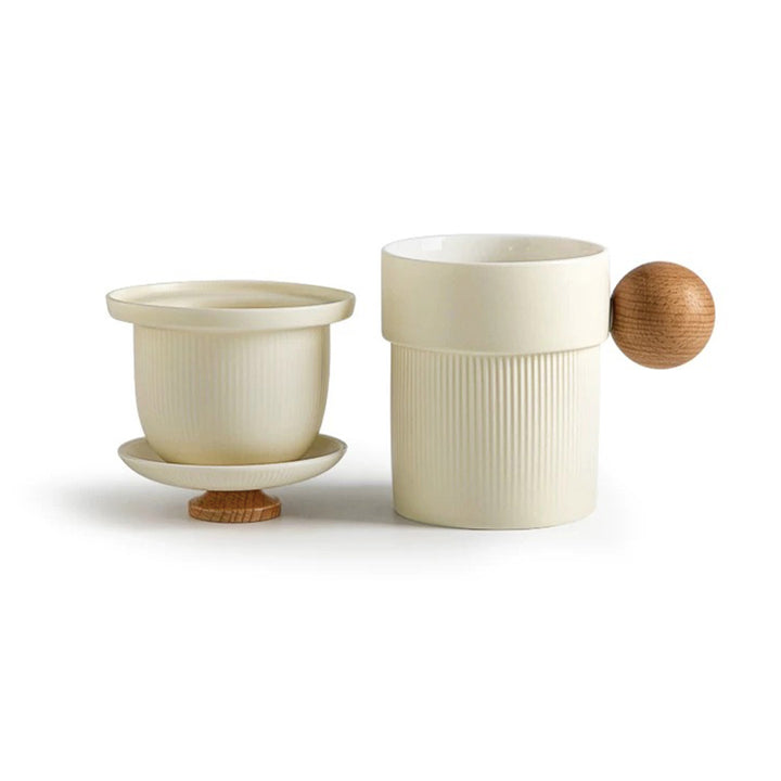 Cozy cream tea mug with infuser and lid | Pink Milk/latte mug