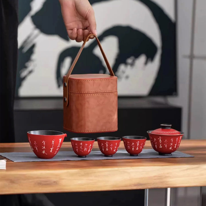 At Peace - Red Gaiwan travel tea set