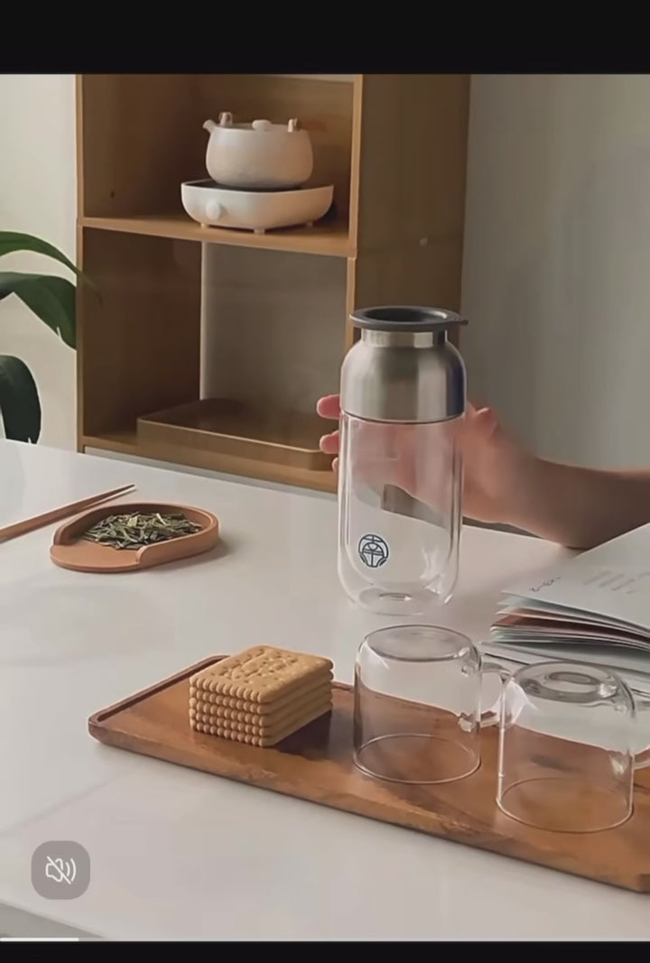 Space - Double layer glass travel tea set
