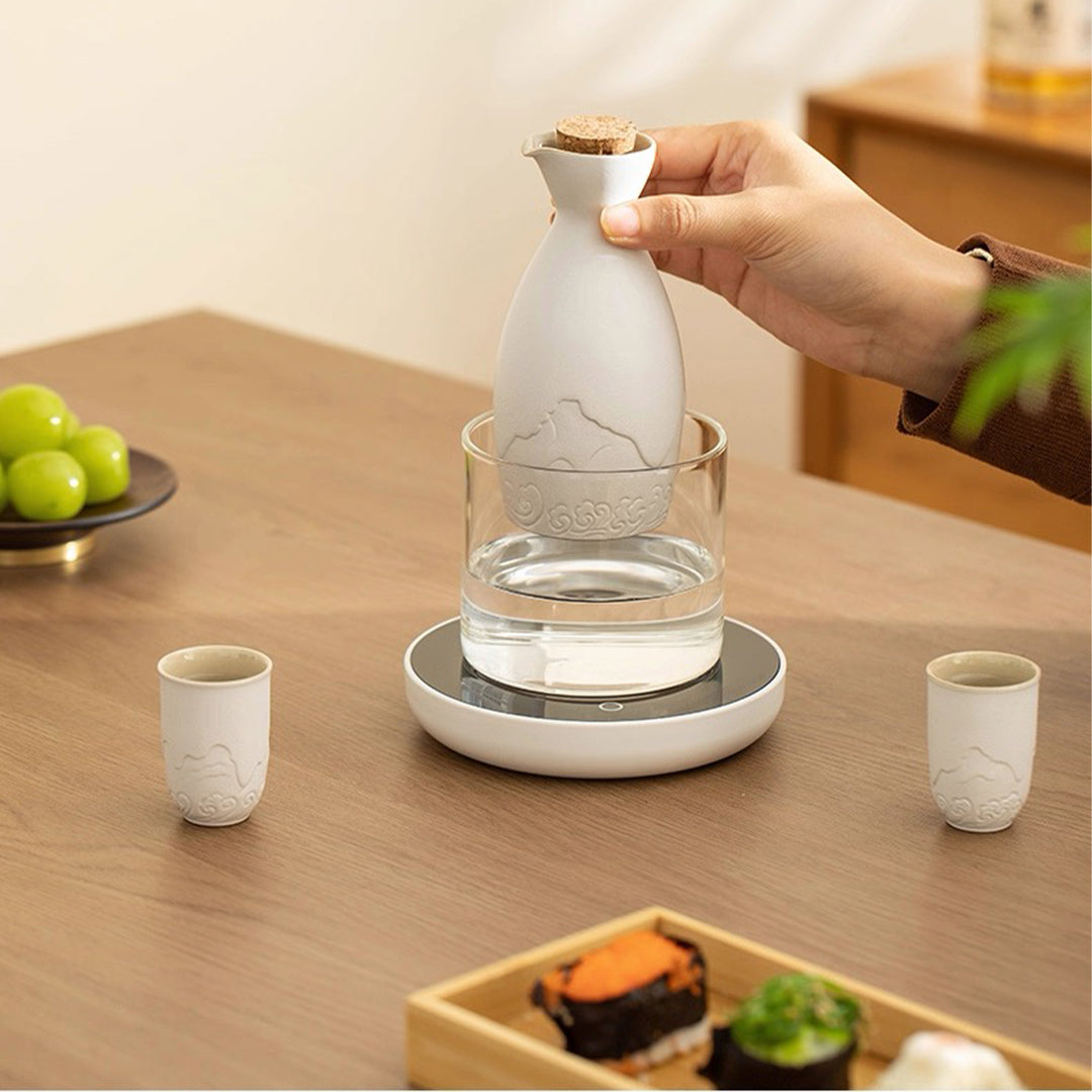 Mountain and Sea - Japanese sake set with warmer