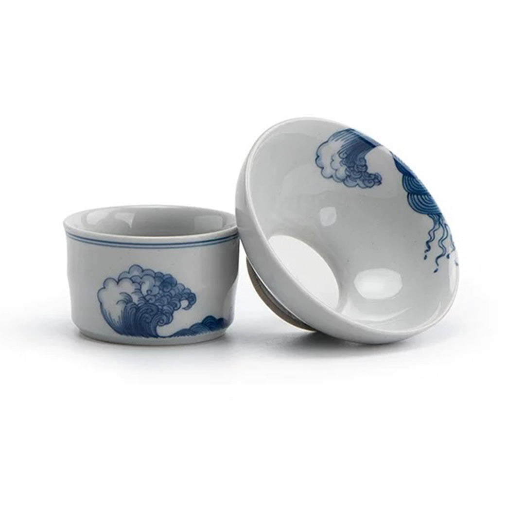 Blue ocean - Hand-painted Chinese Gaiwan tea set
