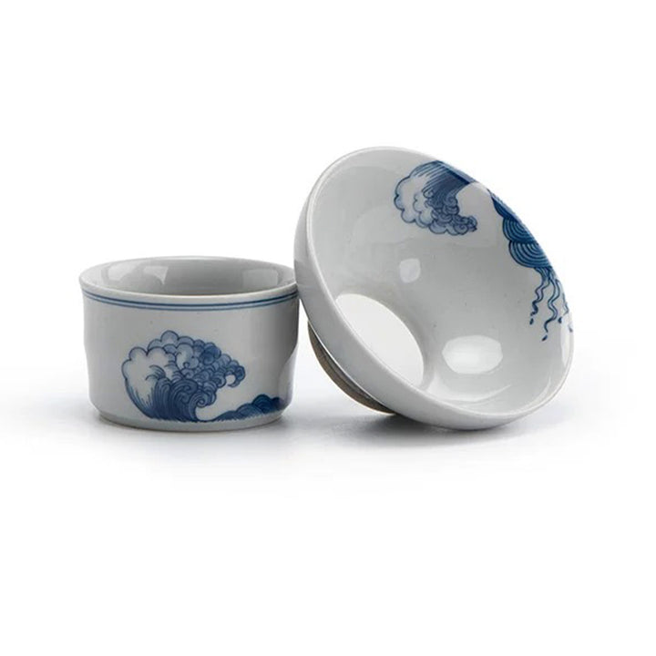 Blue ocean - Hand-painted Chinese Gaiwan tea set