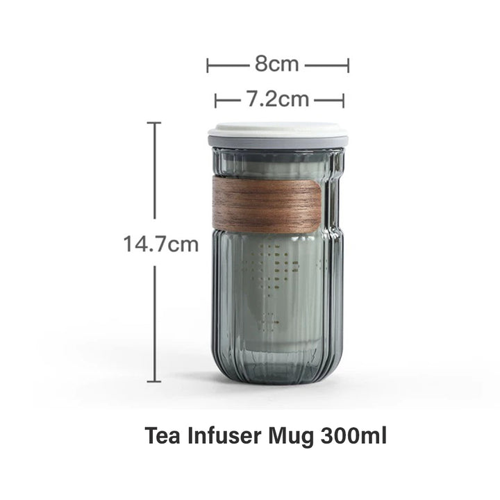 Personalized 11.5oz Glass mug with infuser and lid | Travel mug for one - Teaware Space