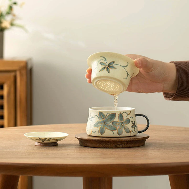 Service à thé chinois vintage Sancai Gaiwan