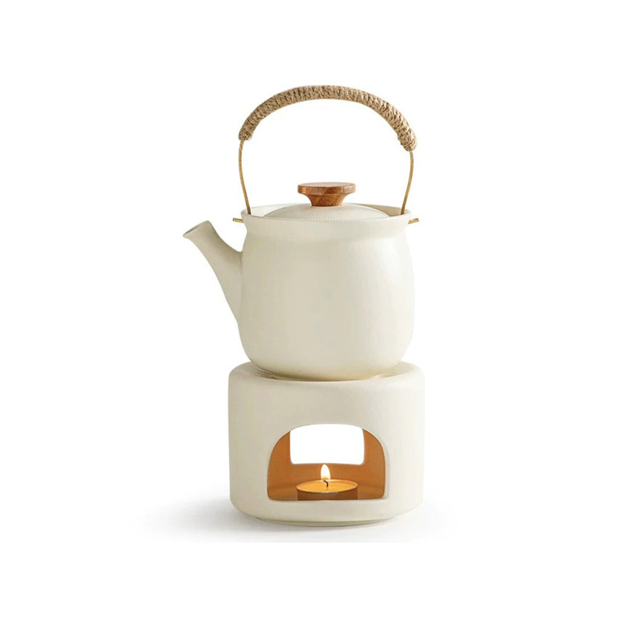 ceramic teapot with candle warmer set