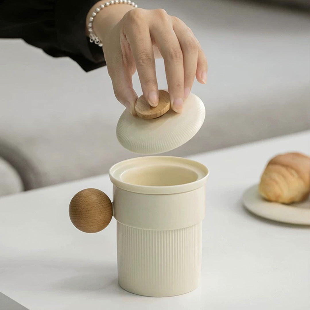 Cozy cream tea mug with infuser and lid | Pink Milk/latte mug