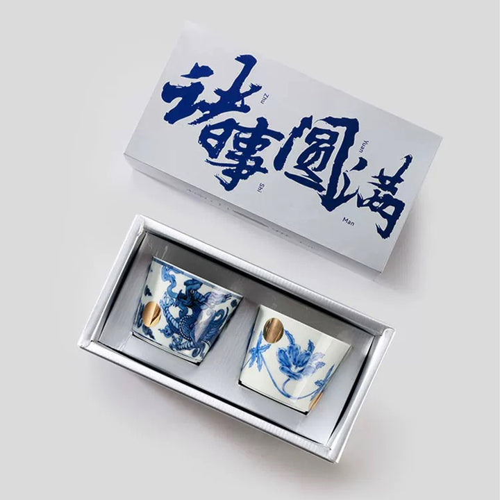 Twin Flame - Luxury Jingdezhen Blue and white pottery Tea Cups